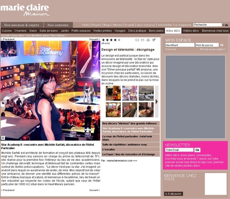 Michèle Sarfati, Télédékomarie claire maison / articles du 22 octobre 2008
